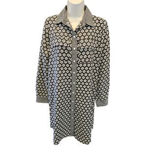 Loft sz S button up teacher shirt dress long sleeve lightweight geometric NWOT